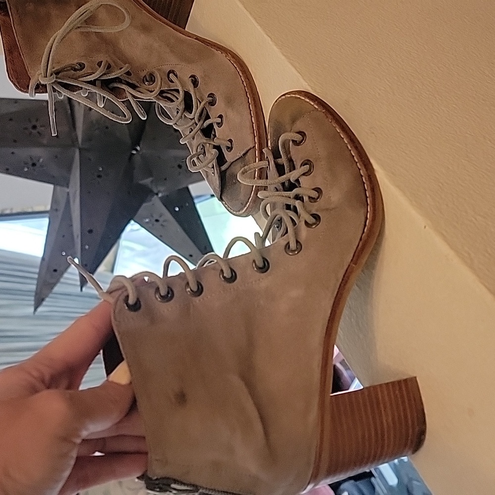 Jeffrey Campbell lace up with back zip ankle booties